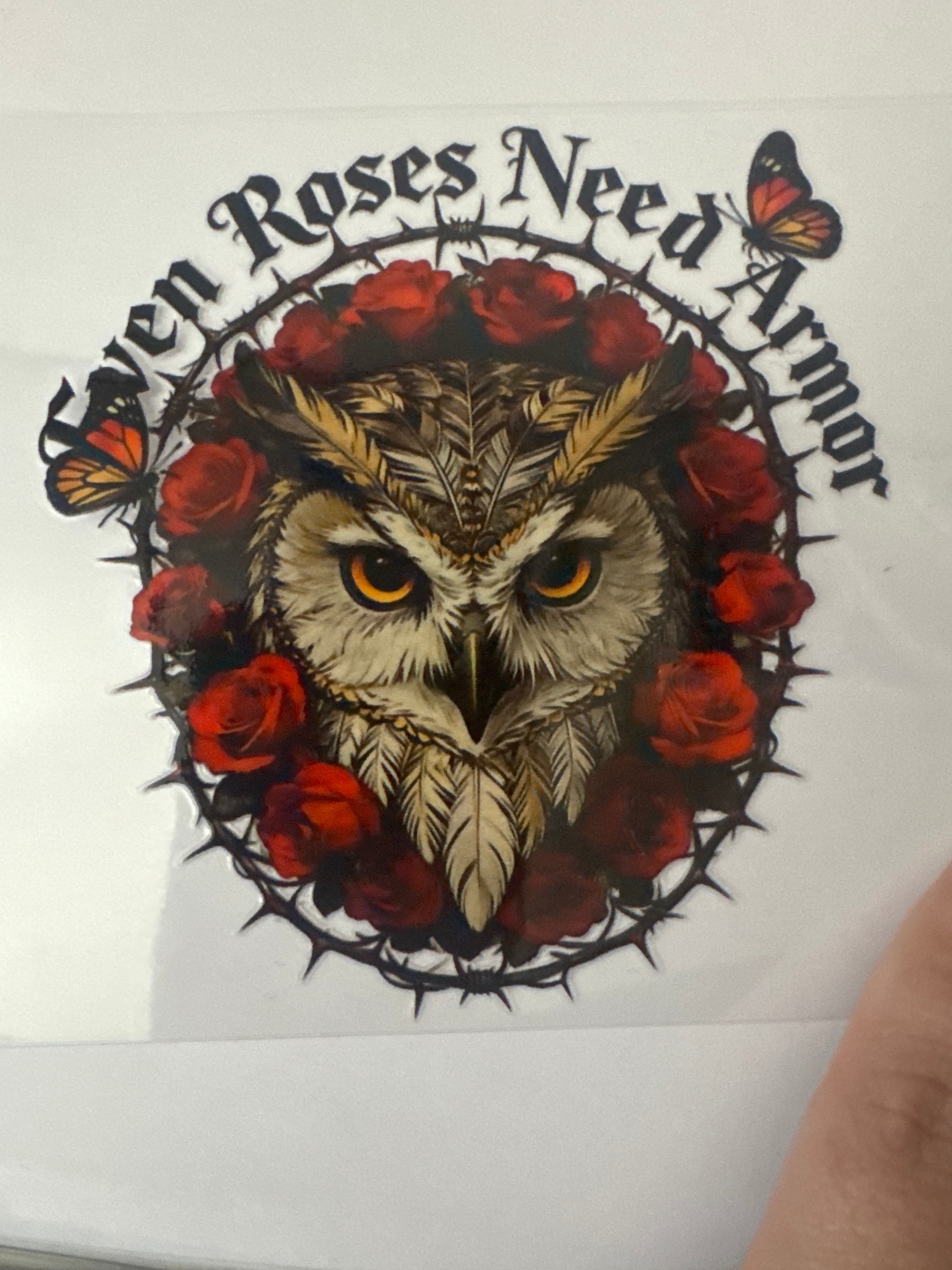 Owl & roses