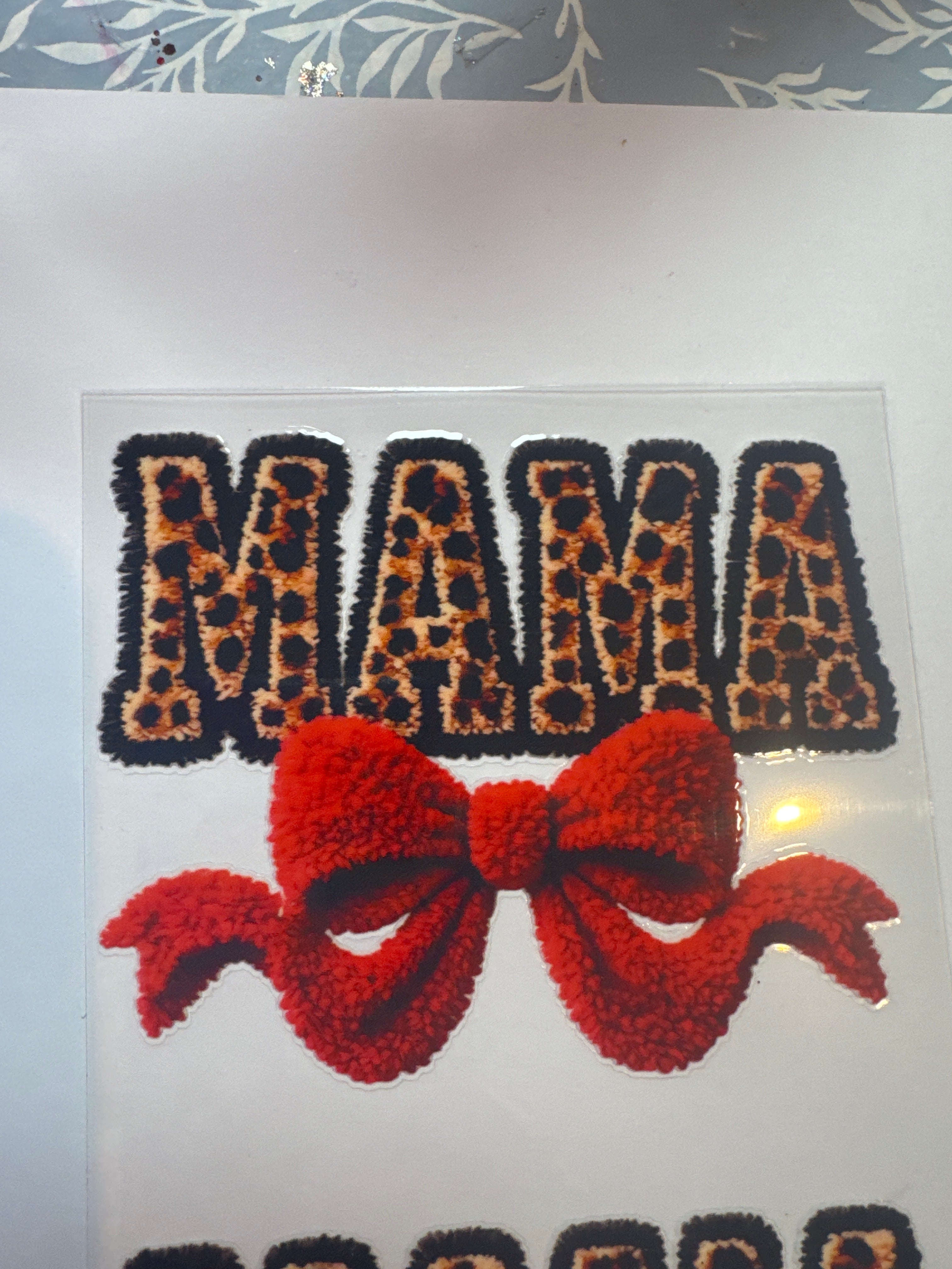 Cheetah mama red bow