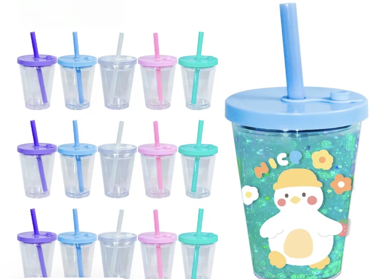 12oz Kids leak proof snowglobe cup