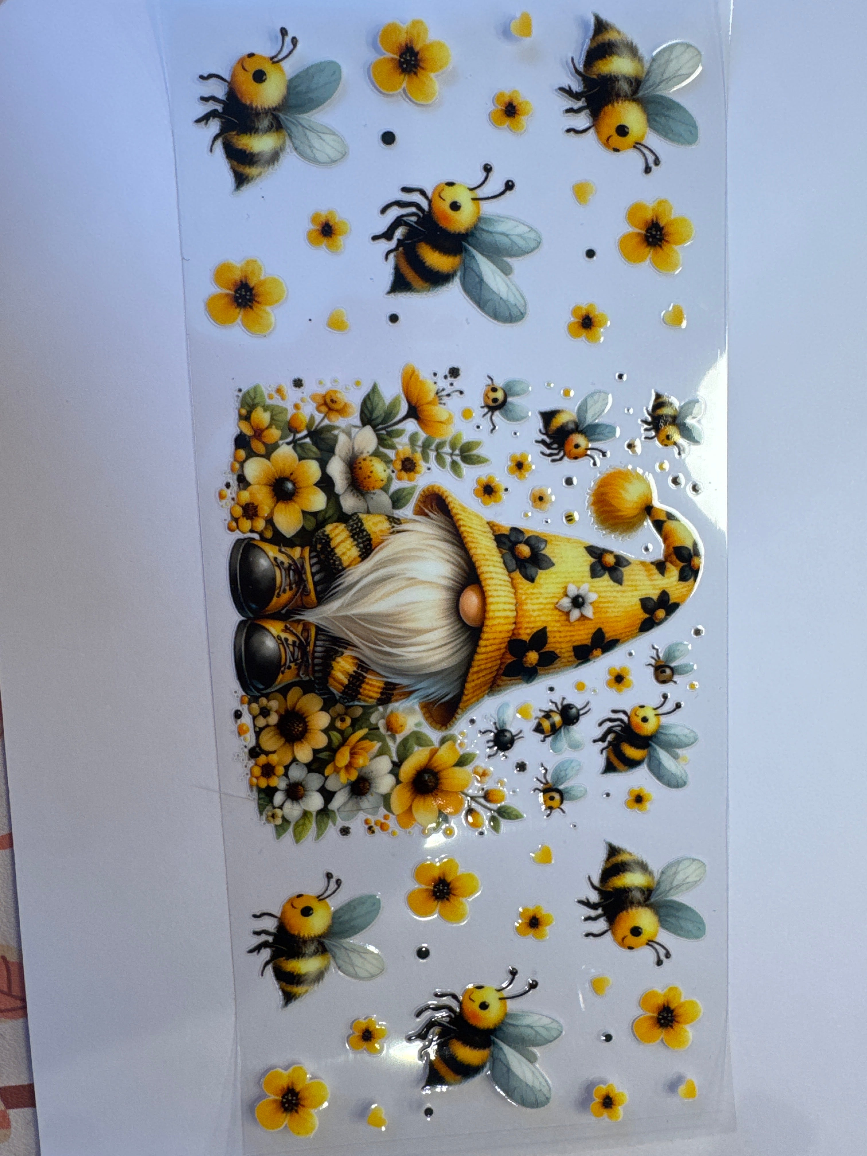 Yellow gnome with bees