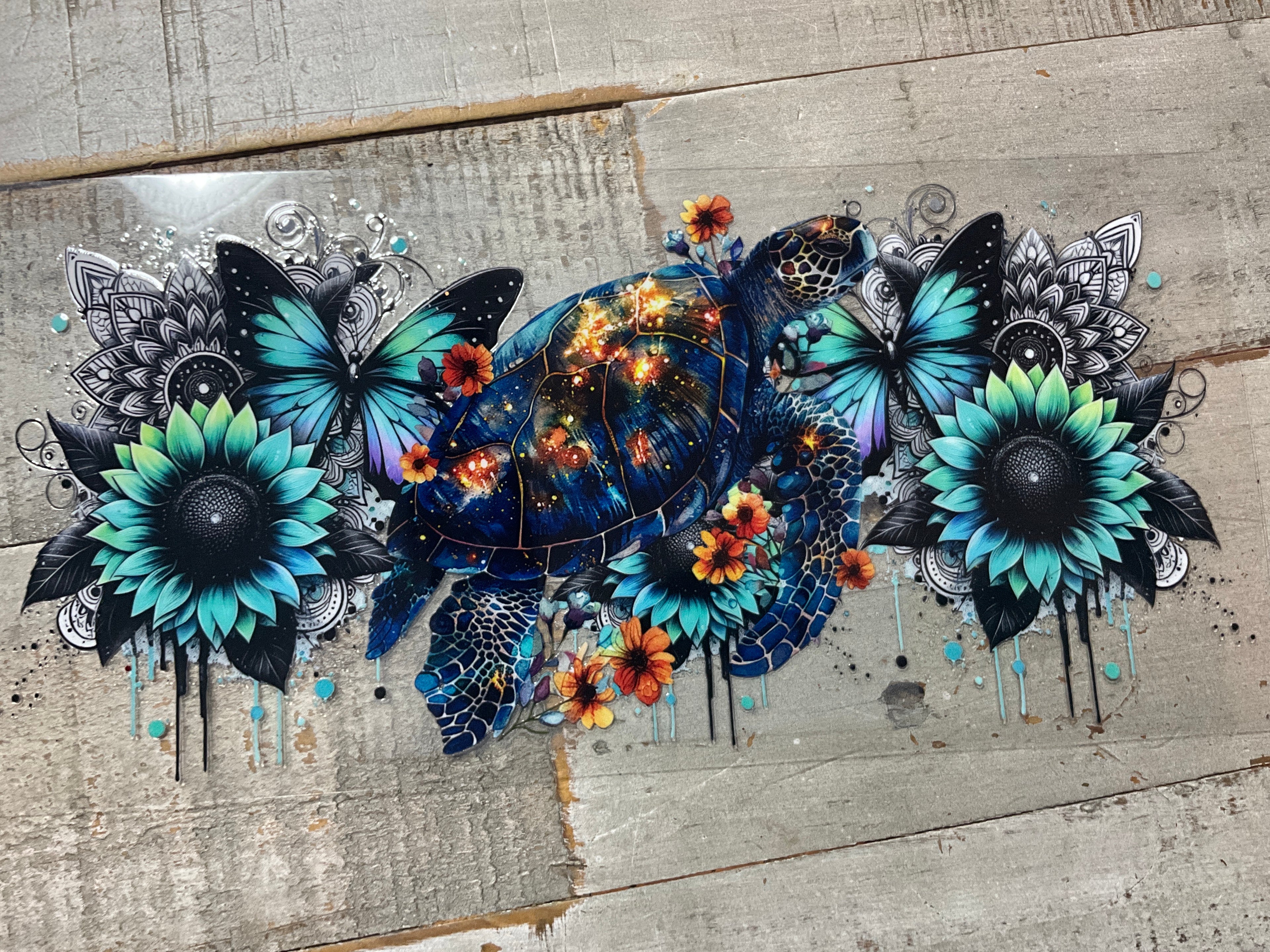 Floral drip turtle