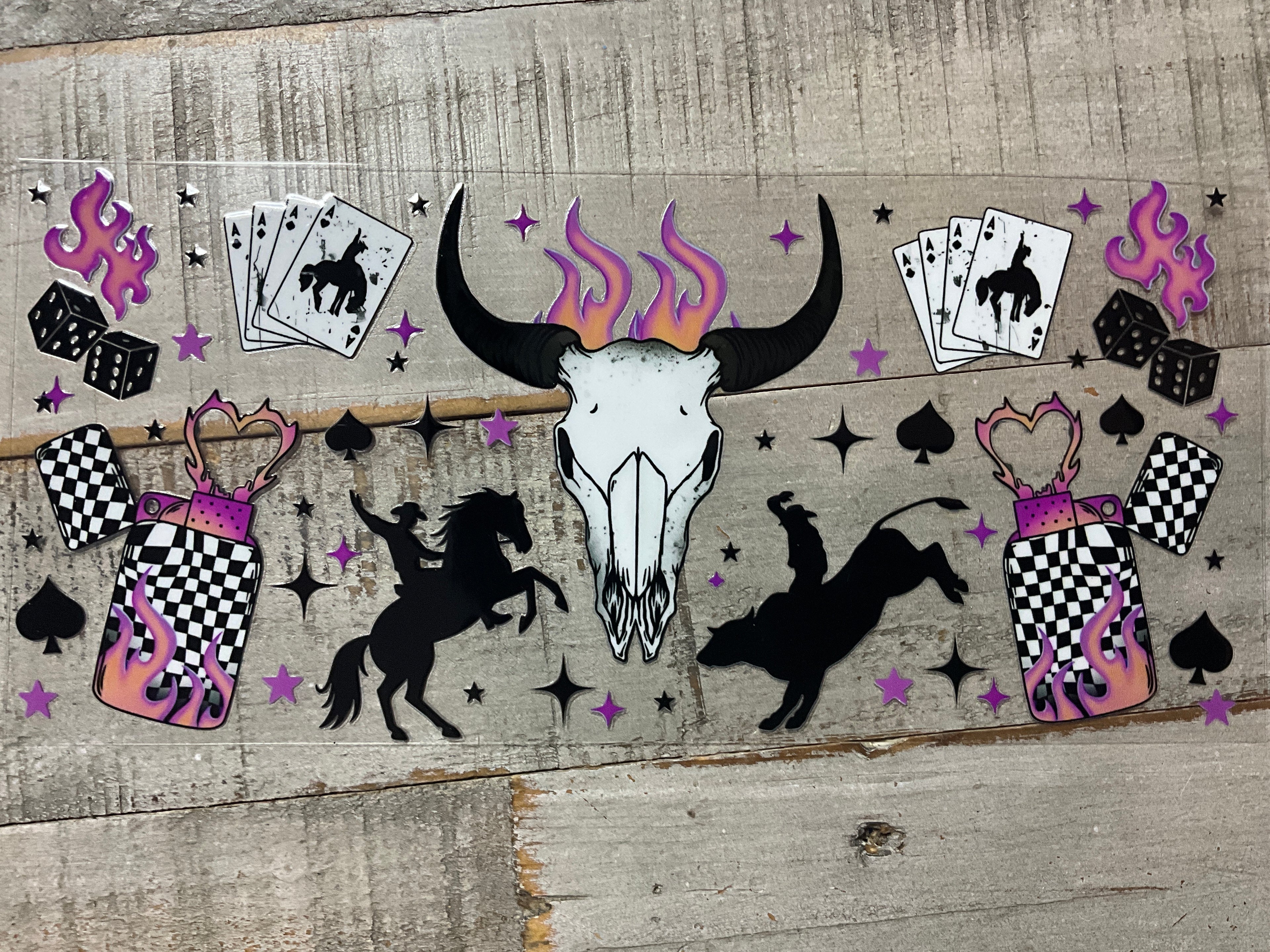 Bull skull,dice,cards