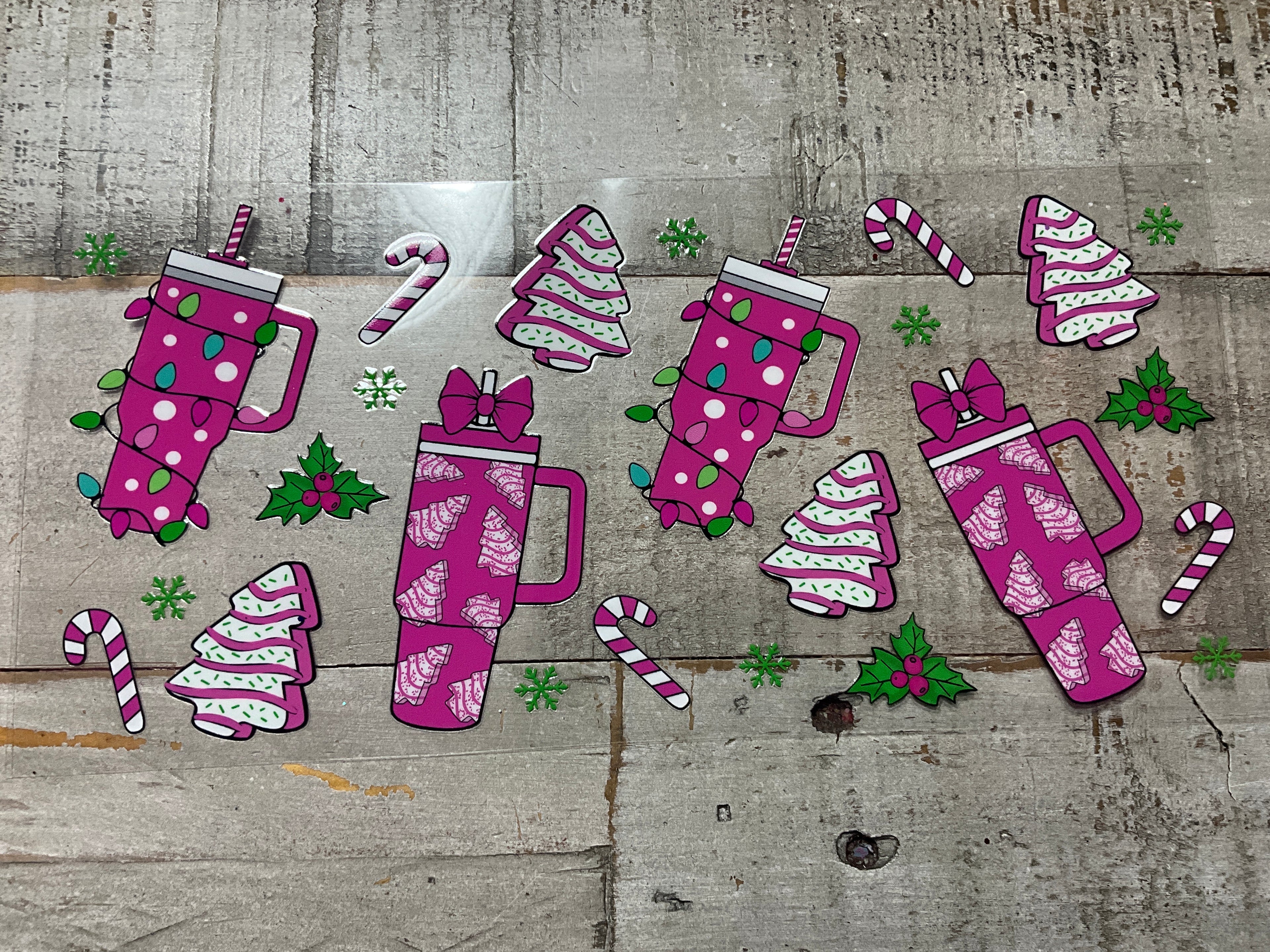 Pink Christmas tumblers