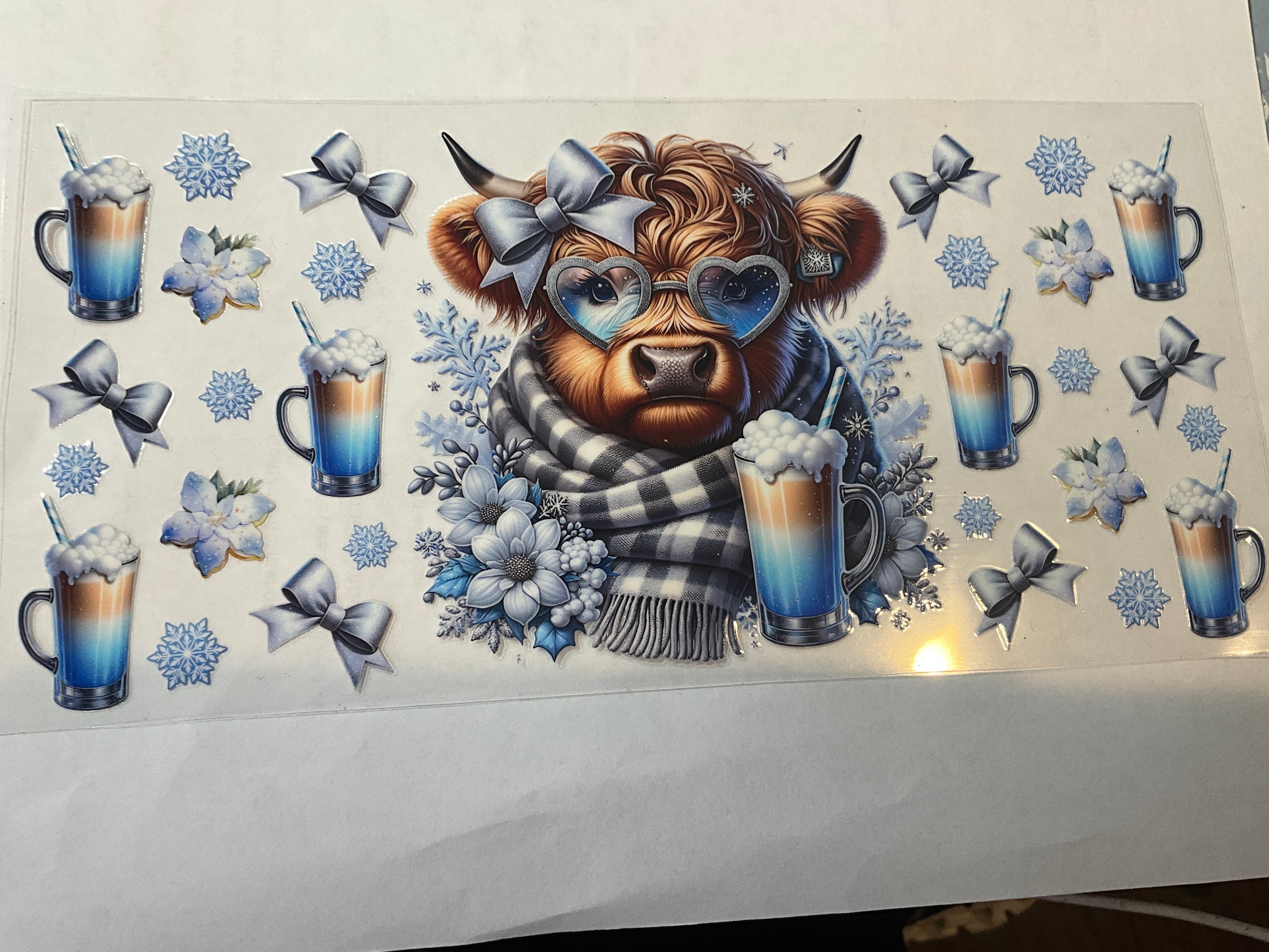Blue winter highland cow