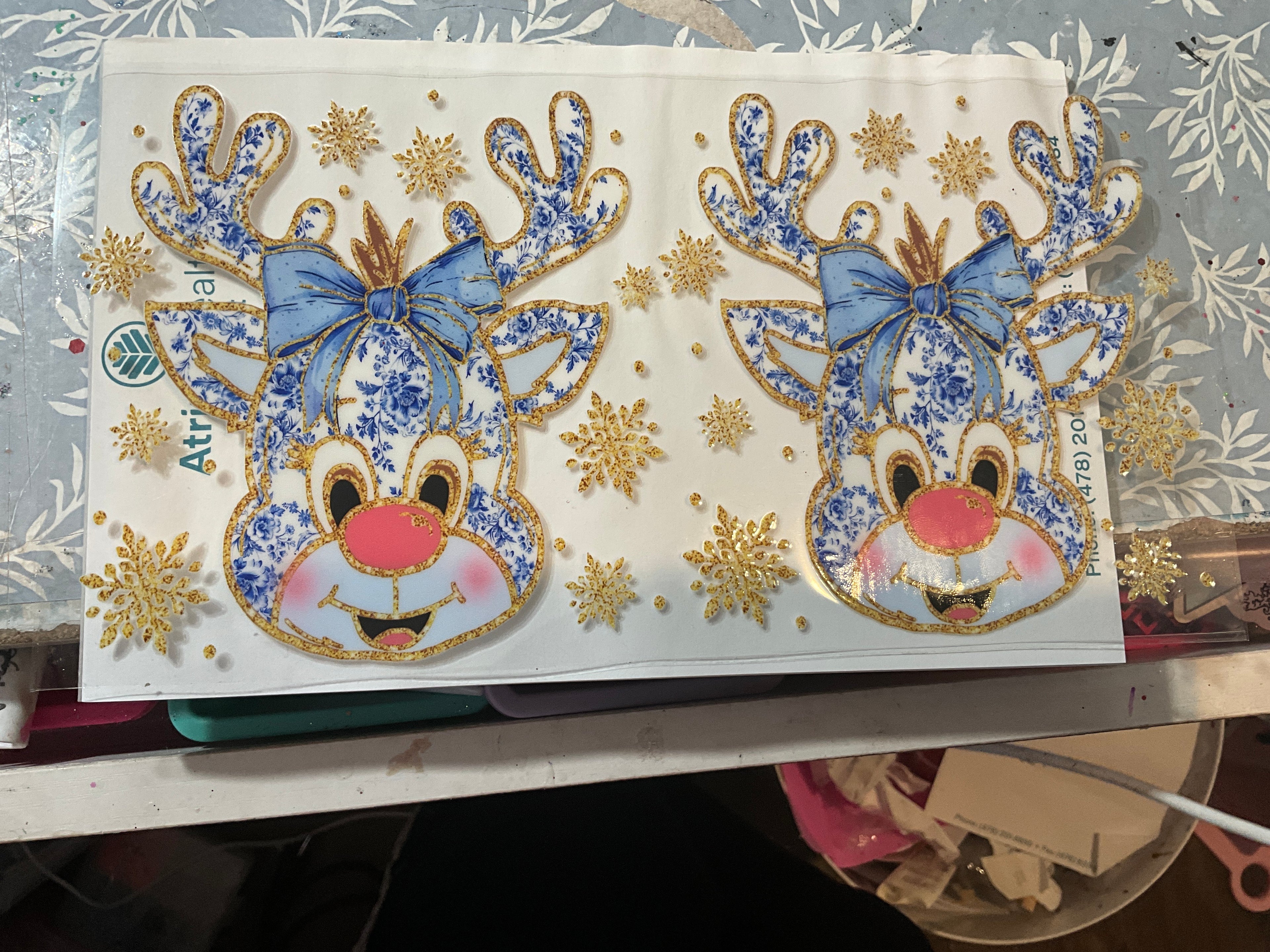 Blue and gold reindeer