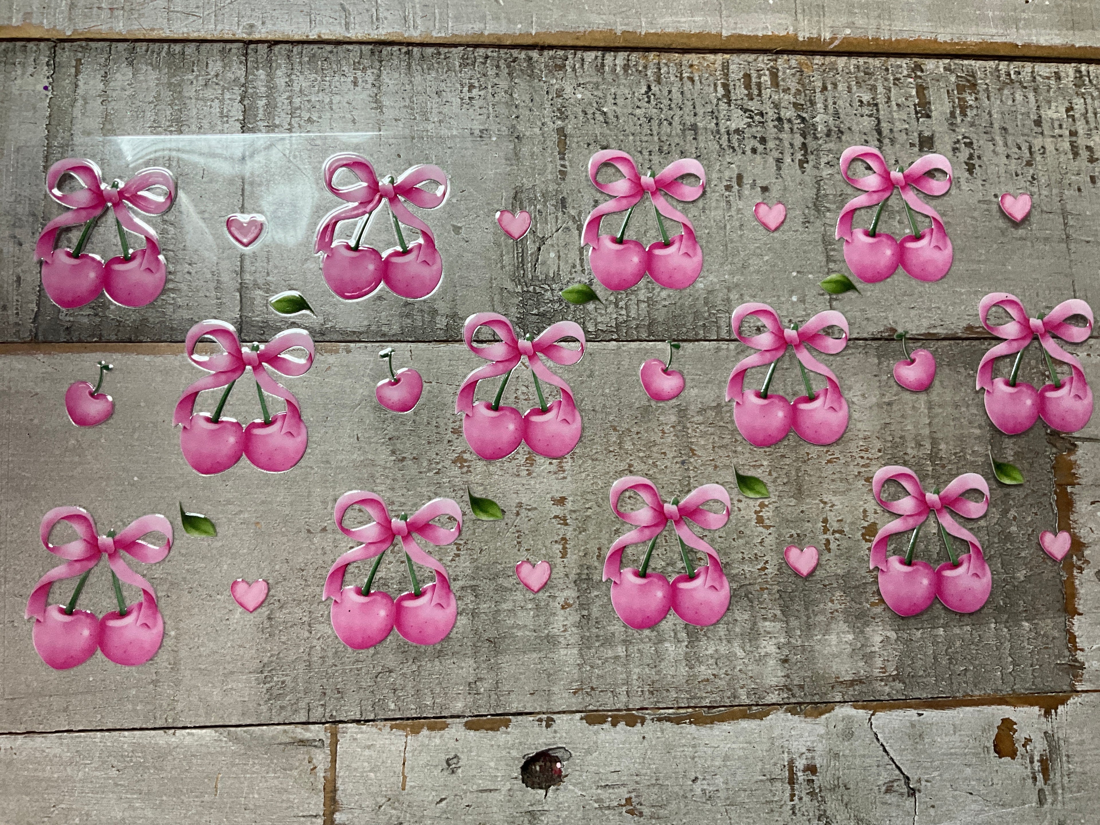 Pink cherry bows