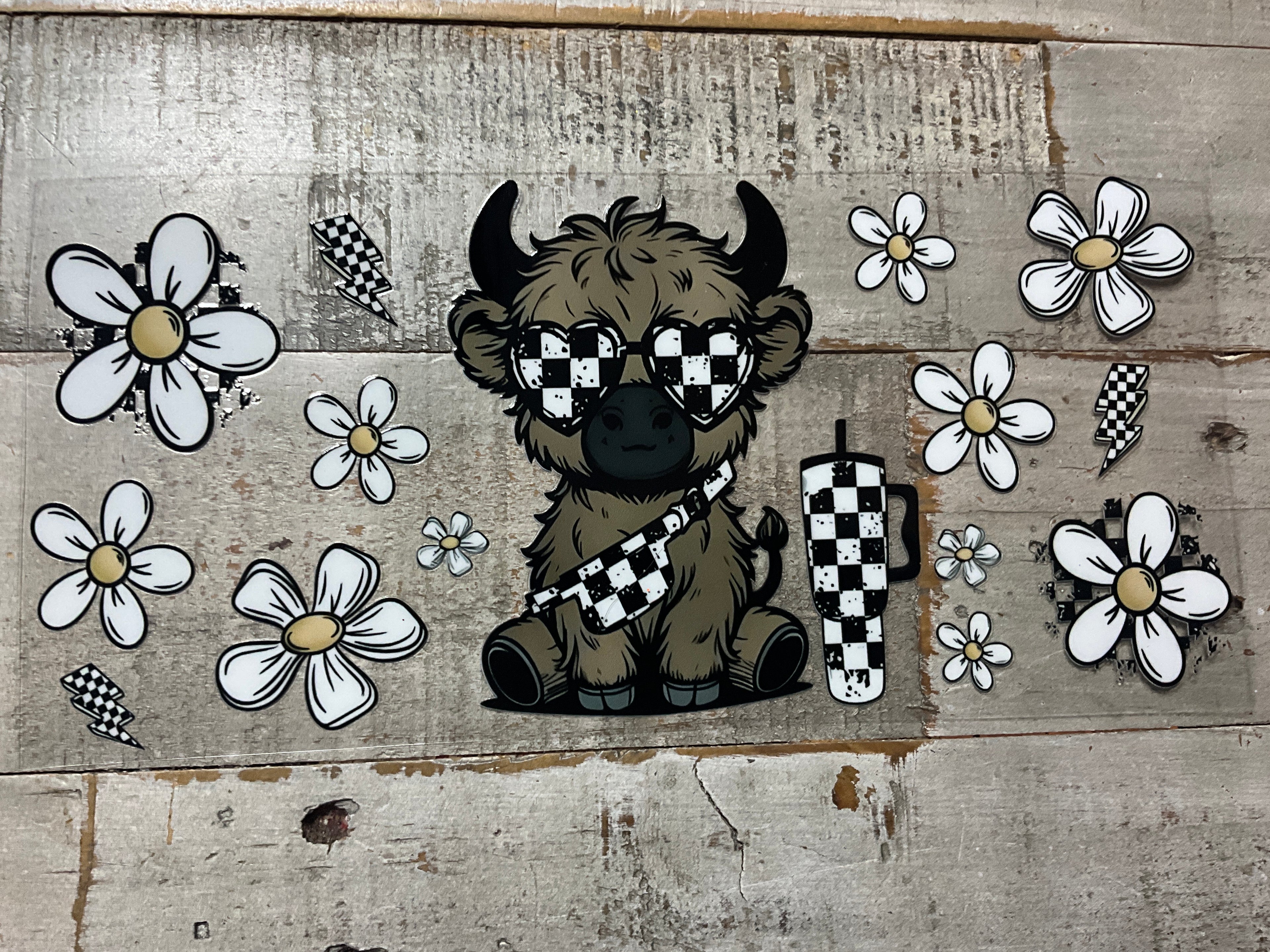 Checkered glasses highland cow