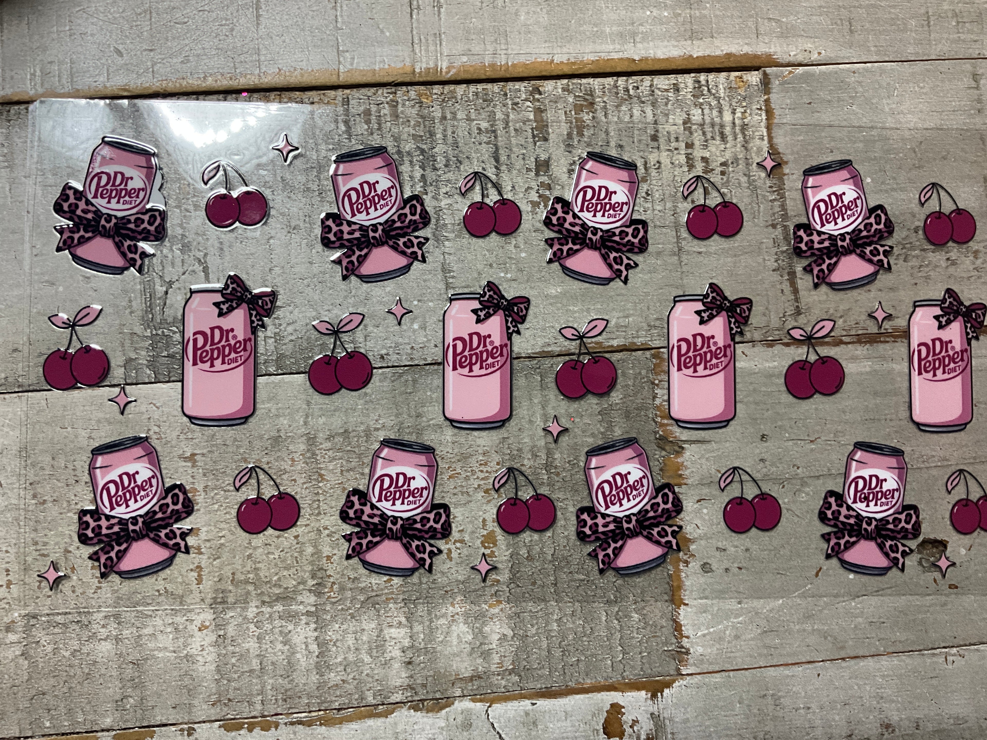 Pink diet dr.p can with cheetah bow