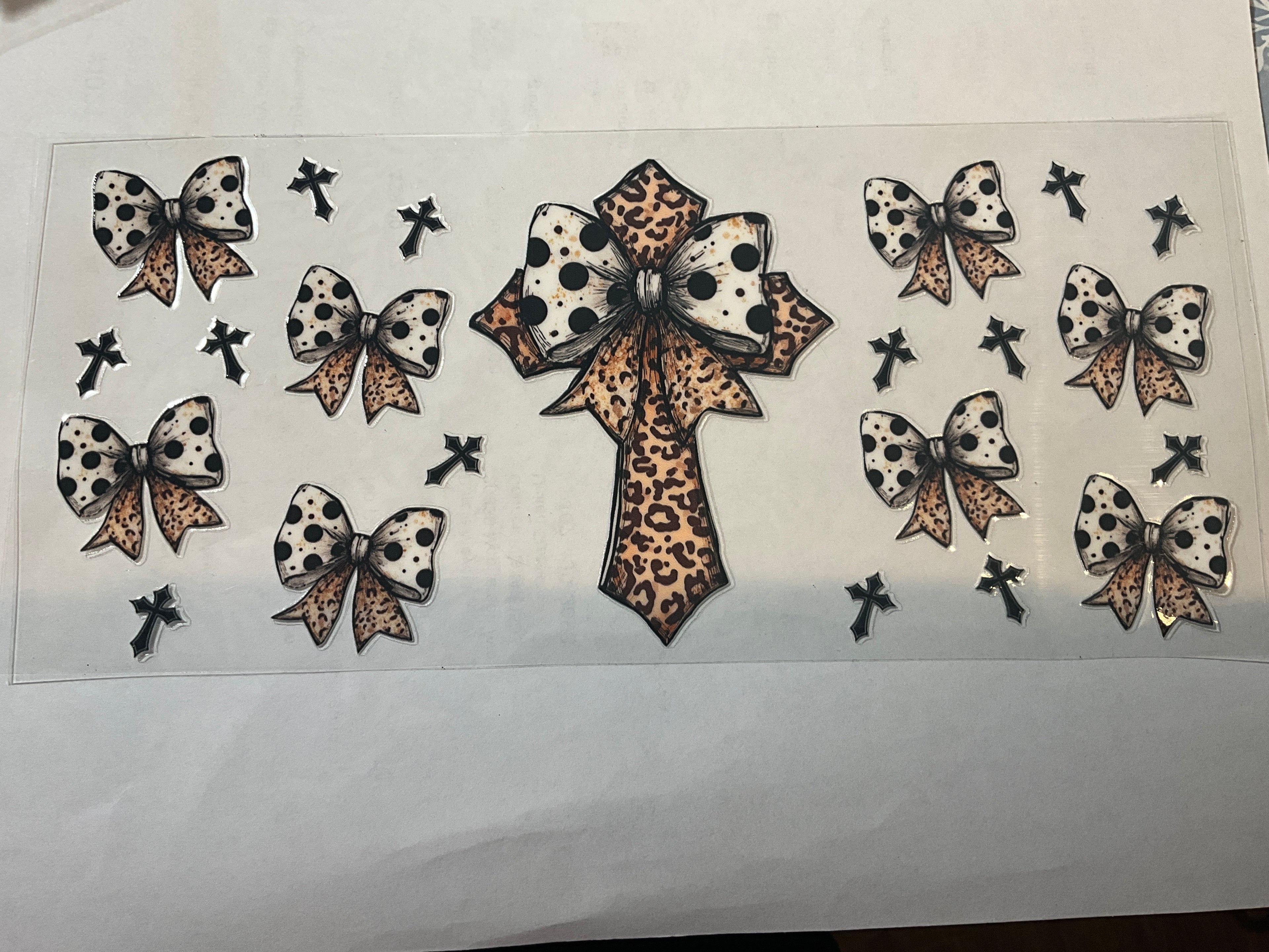 Leopard cross polka dot bow