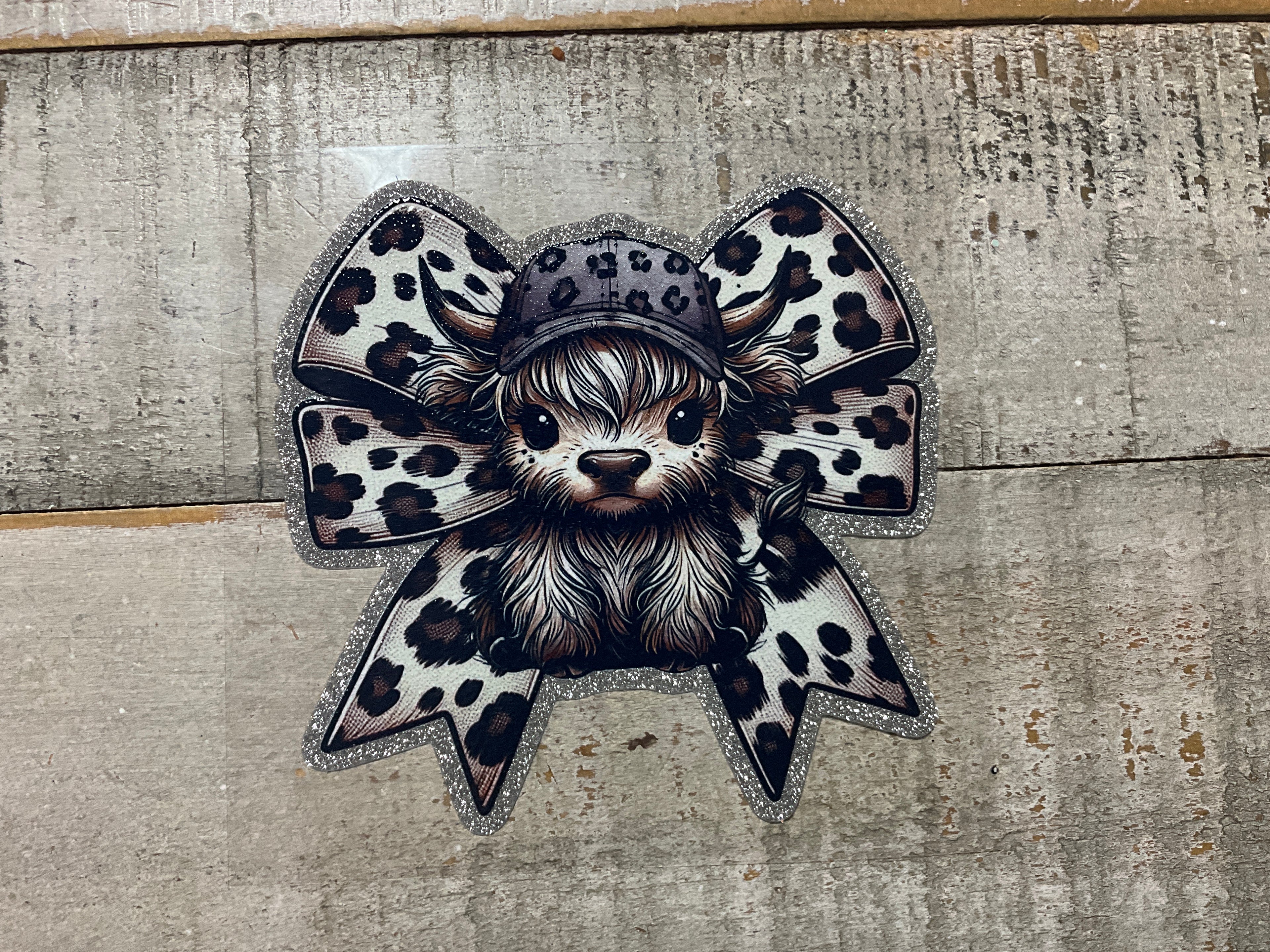 Cheetah bow highland cow