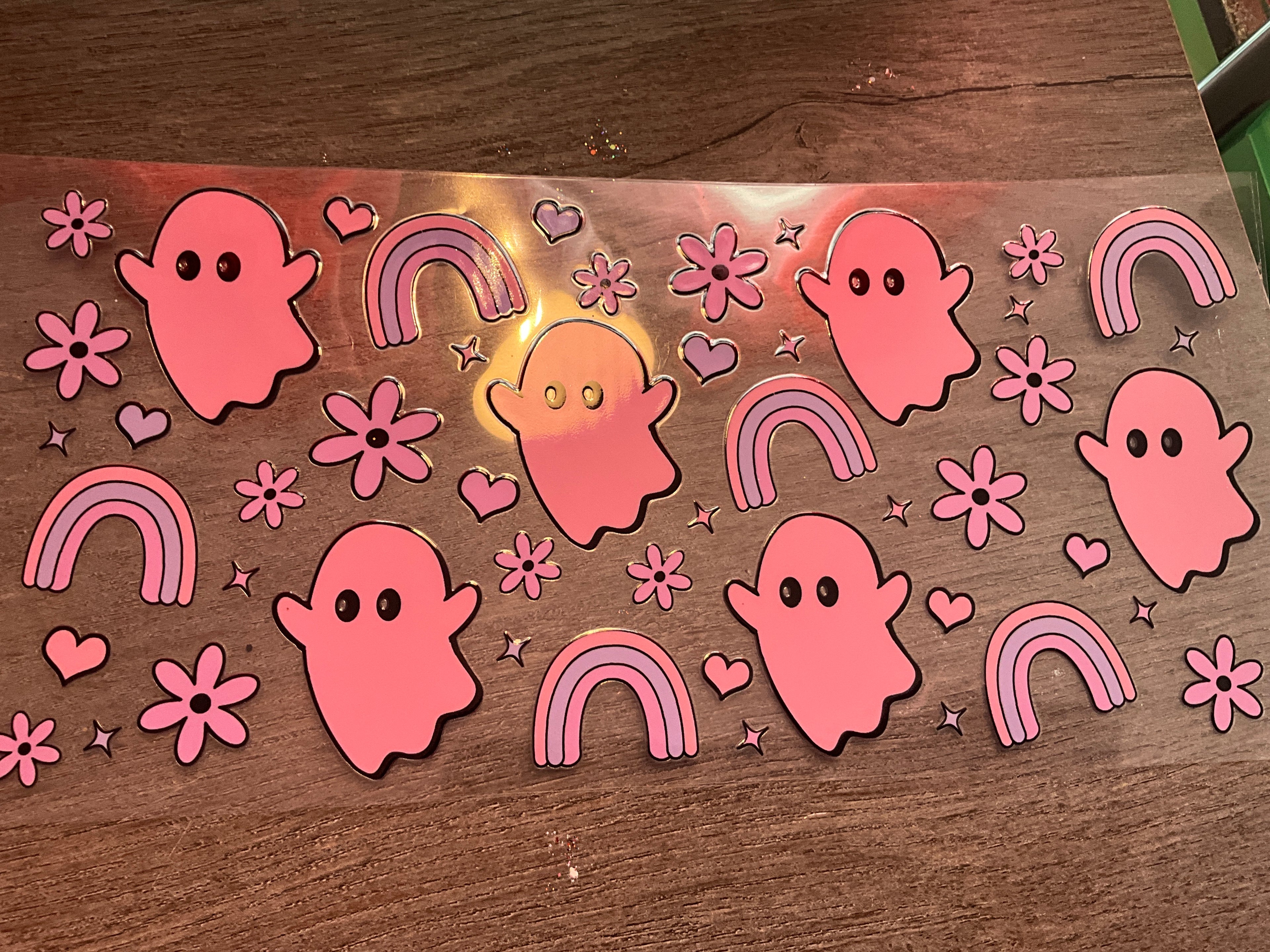 Pink ghost & rainbows