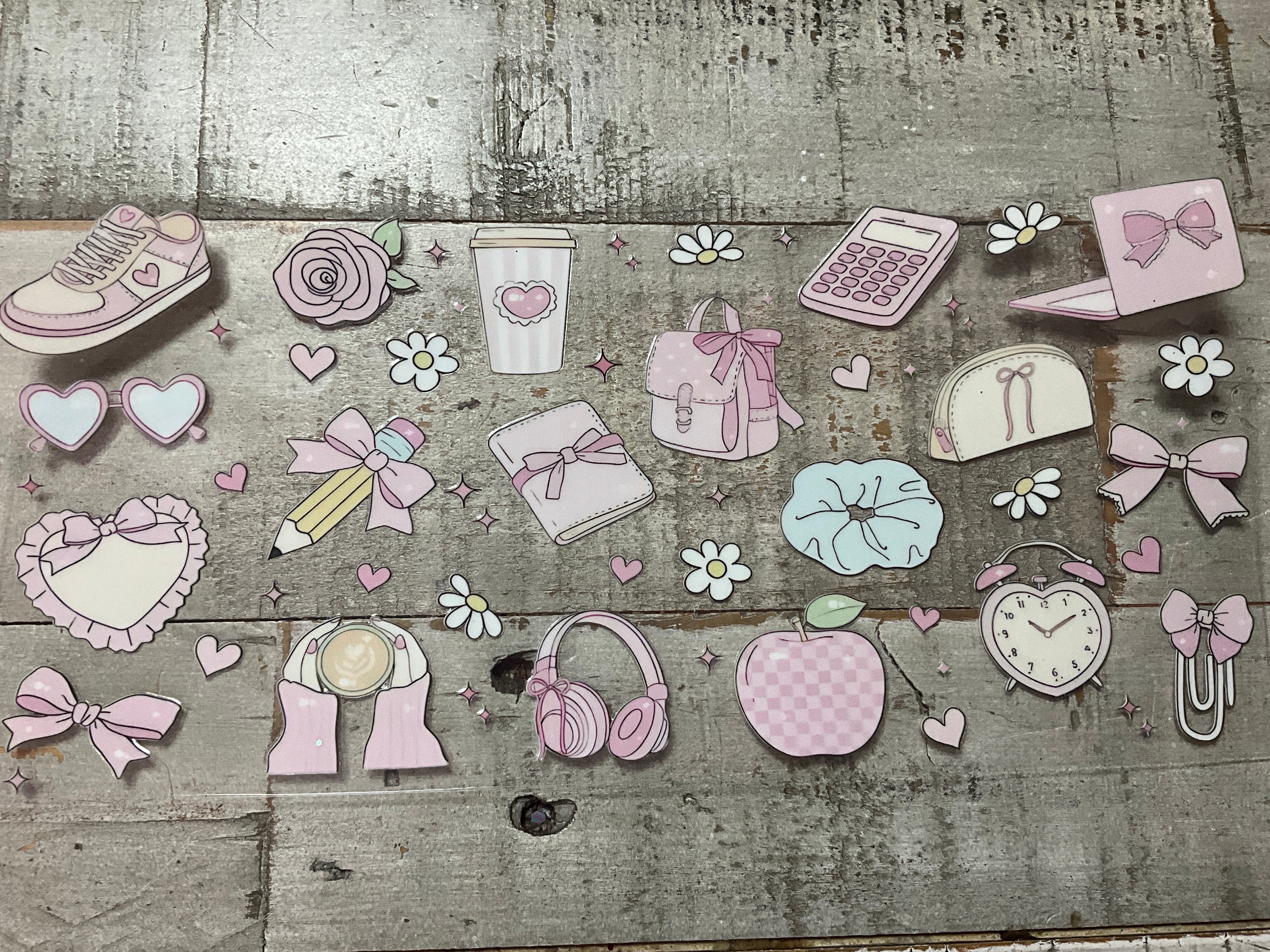 Pink school items